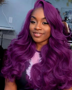 Améthyste purple bouncy 13x4 lace front wig, 26 inch — front