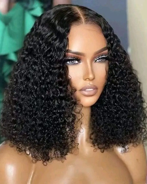 Bouclette kinky curly glueless wig, 14 inch — front view