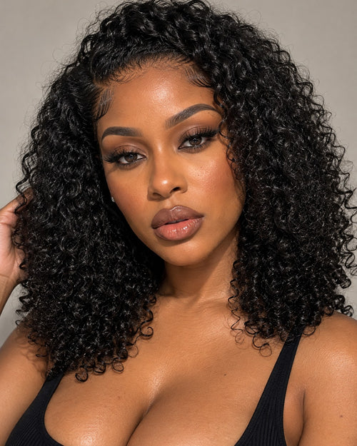 Bouclette kinky curly glueless wig, 14 inch — worn