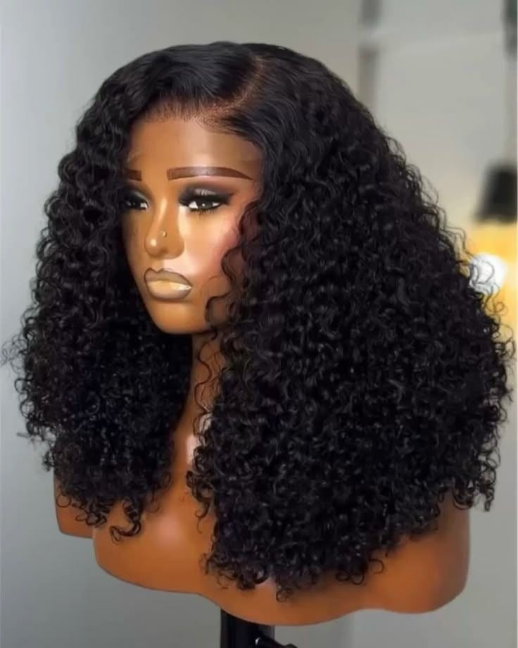 Kinky curly human hair lace front wig — real product photo