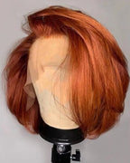 Paprika ginger copper short bob 13x4 lace front wig, 8 inch